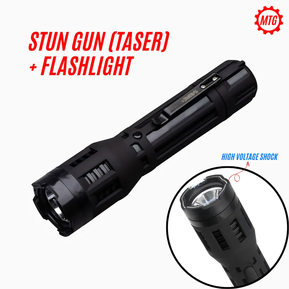 2-in-1 Taser with LED Flashlight - Rechargeable Stun Gun