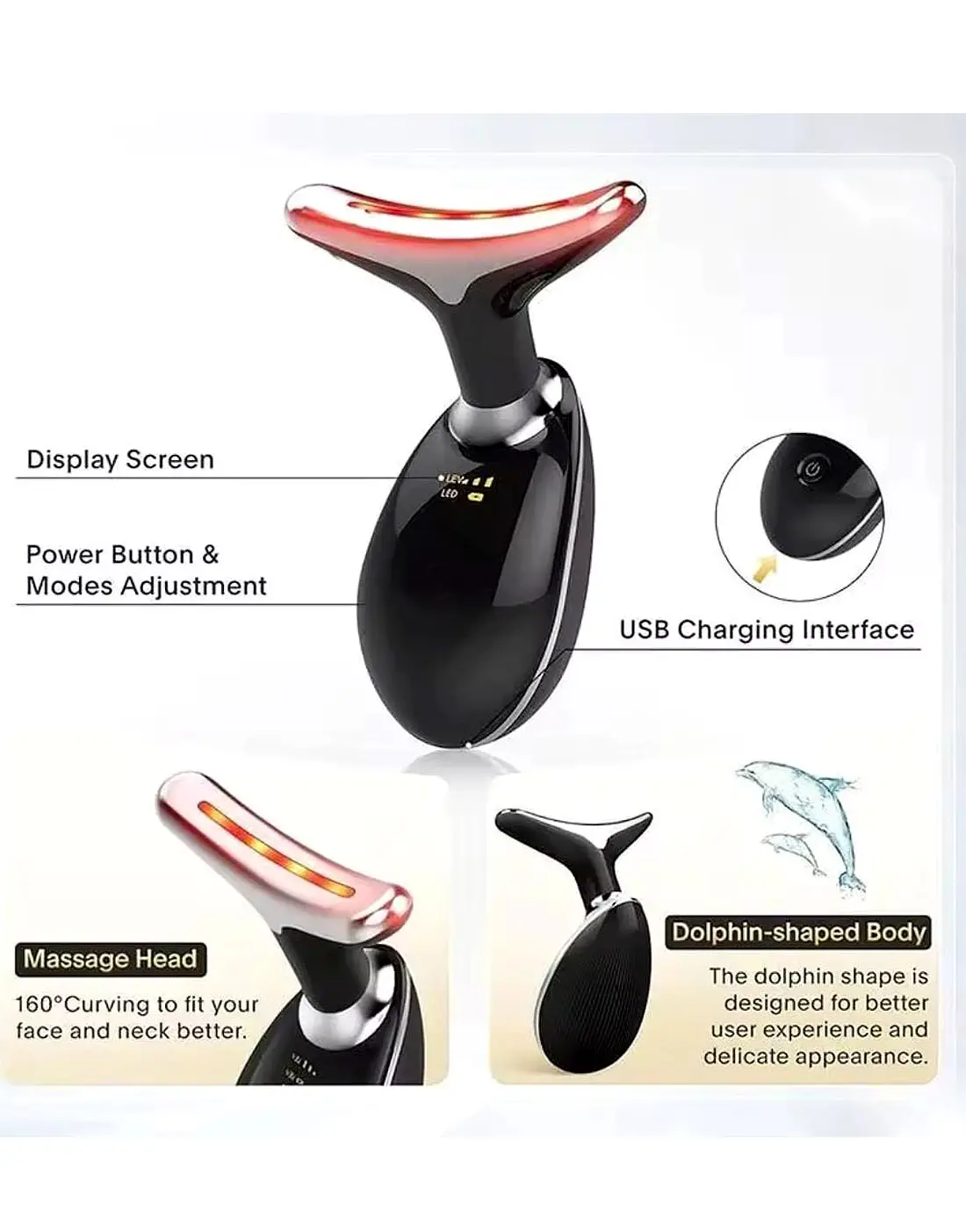 Rechargeable LED Facial Massager for Face & Neck - Vibrating Massager - Image 5