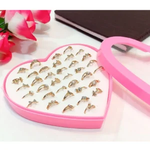 36 Pcs Mid Finger Rings with Heart Shape Gift Packing