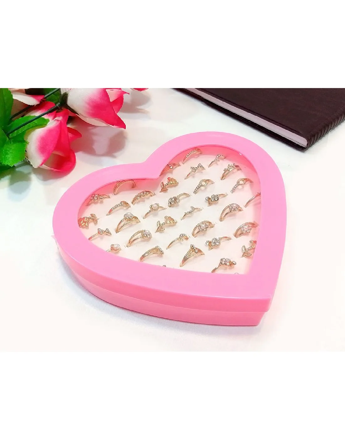 36 Pcs Mid Finger Rings with Heart Shape Gift Packing - Image 3
